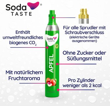 Набір для газування води, 4 предмети, класик + яблуко, білий Mysoda Woody SodaTASTE