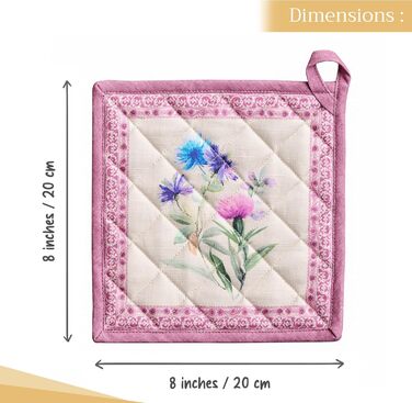 Рукавички для духовки Maison d&39 Hermine, підставки для каструль, 100 бавовна, термостійкі кухонні рукавички, рукавички для духовки (19 см x 33 см) та підставки для каструль (20 см x 20 см) для приготування їжі, Морзін - рукавички для духовки (19 x 33 см