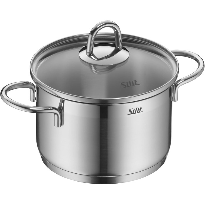 Набір посуду для індукції, 7 предметів каструлі зі скляними кришками, сковорода з лопаткою, полірована нержавіюча сталь. Підходить для всіх типів плит, без внутрішньої розмітки.