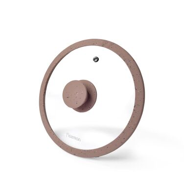 Кришка Fissman ARCADES 20 см з силіконовим ободом коричневий (9922)