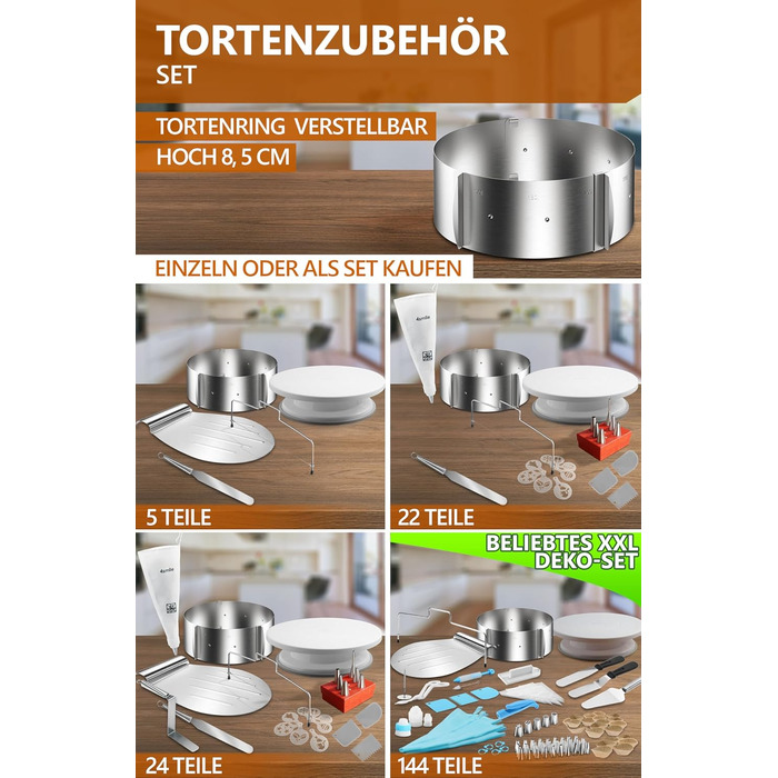 Кольцо для выпечки 8,5 см раздвижное 16-30 см 4smile