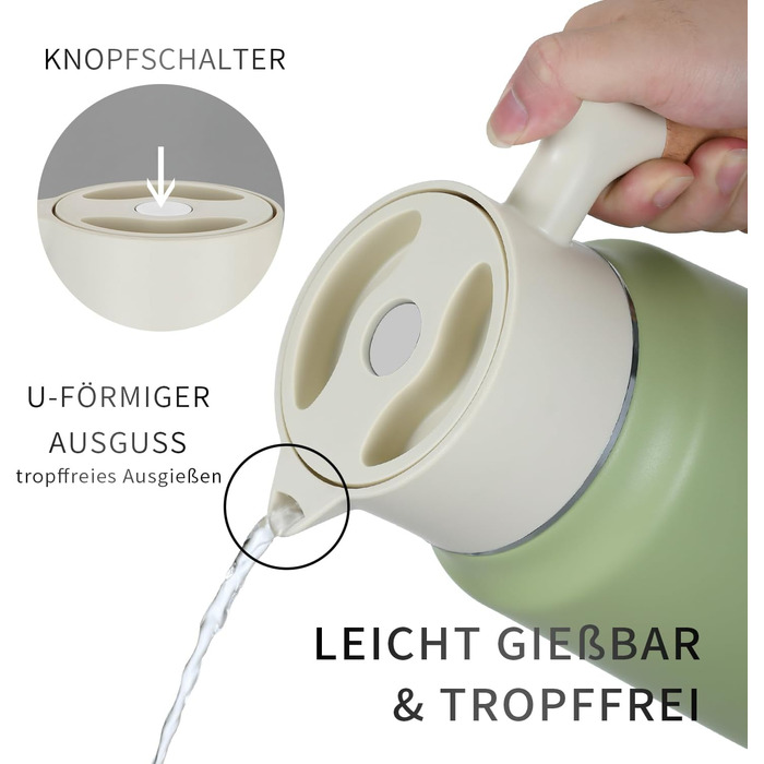 Термос-кавник 1,5 л нержавіюча сталь, зелений VETIN