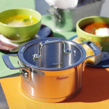 Каструля Fissman FOBUS 20x10 см /3,1 л  із скляною кришкою (5383)