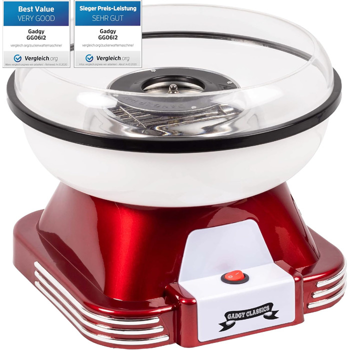 Машина для цукрової вати Gadgy для дому - Машина для цукрової вати для цукру або цукерок - Машина для цукрової вати - Цукрова вата для дитячих свят, днів народження та вечірок - (Червона)