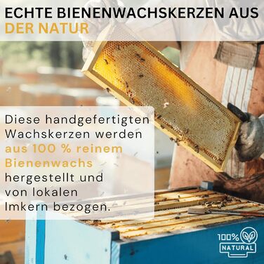 Набір з 4 конічних спіральних свічок 2 х 25 см з бджолиного воску, жовтий Danilovo