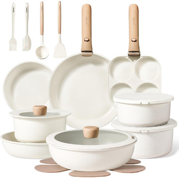 Набір кухонного посуду з 25 предметів, кремовий CAROTE