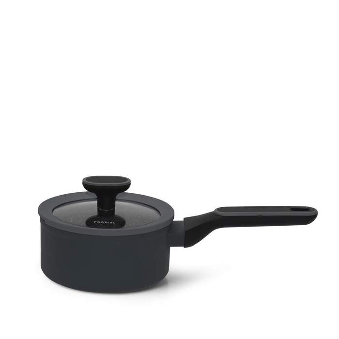 Ківш Fissman LAURA 16x7,9 см / 1,4 л зі скляною кришкою алюміній з антипригарним покриттям (14475)