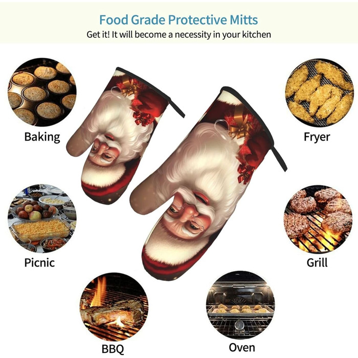 Набор из 2 рукавичек для духовки 15 х 28 см, Санта-Клаус ULKMFFCF