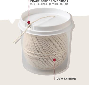 Шпагат кухонний 100 м в диспенсері, бежевий Fackelmann