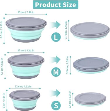Складана миска з кришкою 3 шт Goxiry