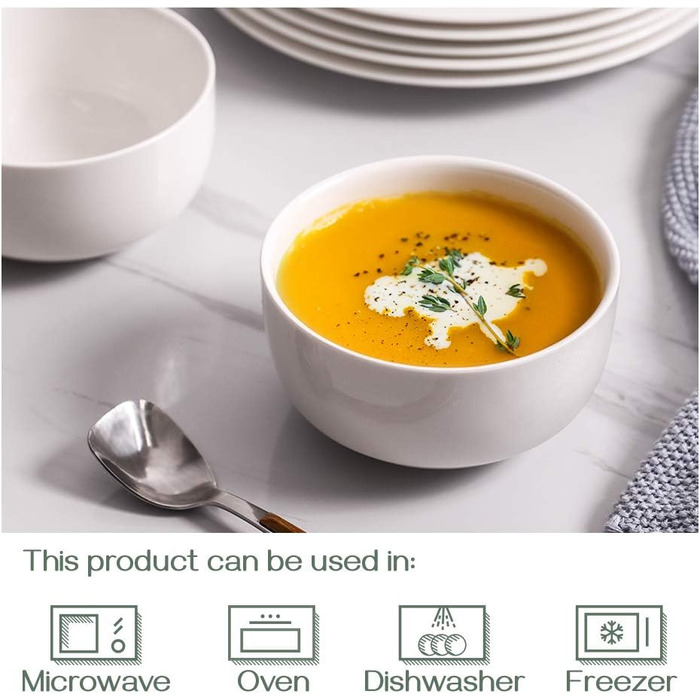 Набір з 6 мисок для супу 300 мл, білий DOWAN