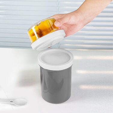 Стаканчик для пластівців 800 мл із ложкою, сірий Acasimo