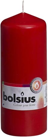 Свічки Bolsius Rustic Pillar - Металік, що згасає - Рожевий та червоний - Упаковка з 4 шт. - Тривалий час горіння 60 годин - Без запаху - Містить натуральний рослинний віск - Без пальмової олії - 13 x 7 см (6 x 6 x 15 см, Червоний)