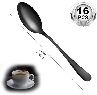 Набір десертних ложок 13,7 см, 16 предметів, чорний BEWOS