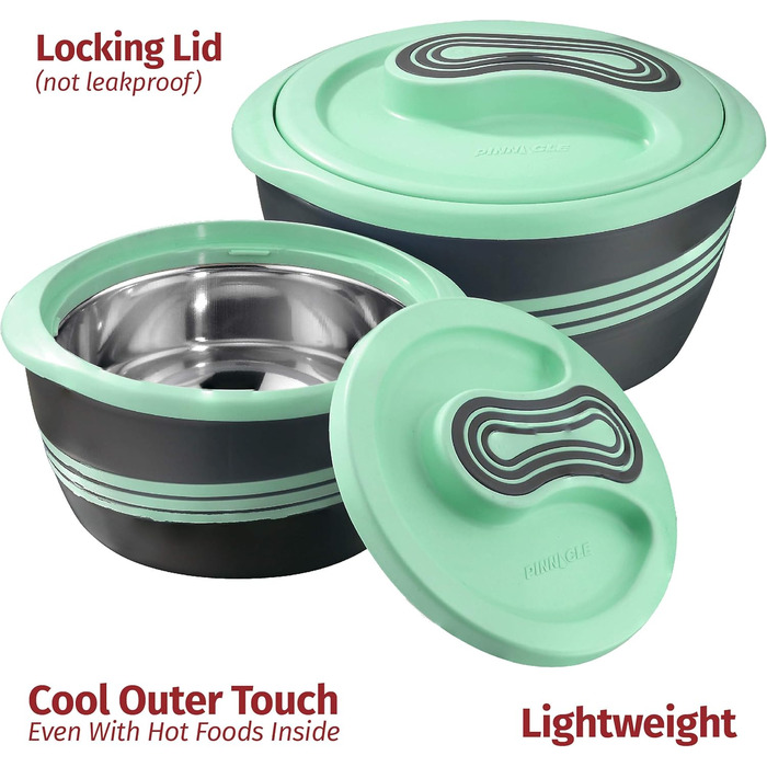 Набір з 3 термоконтейнерів з кришками, зелений Pinnacle