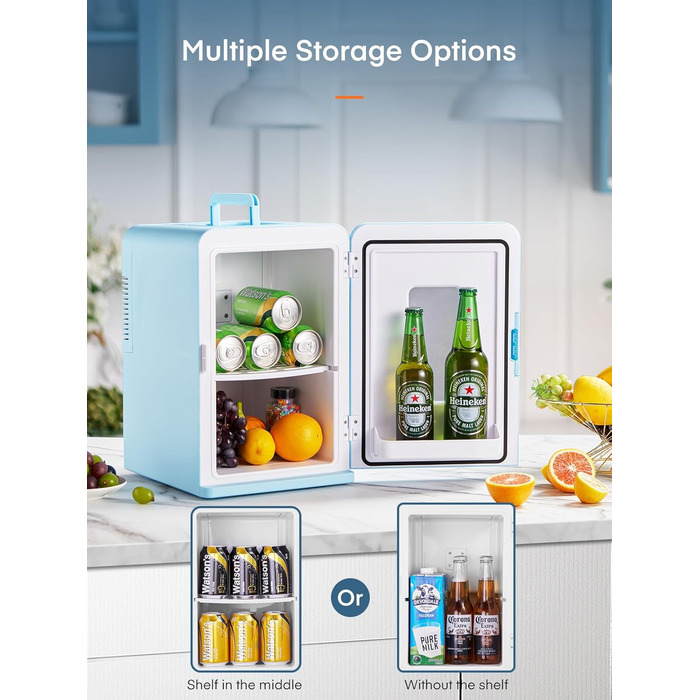 Мини-холодильник с функцией охлаждения 15 л синий FOHERE