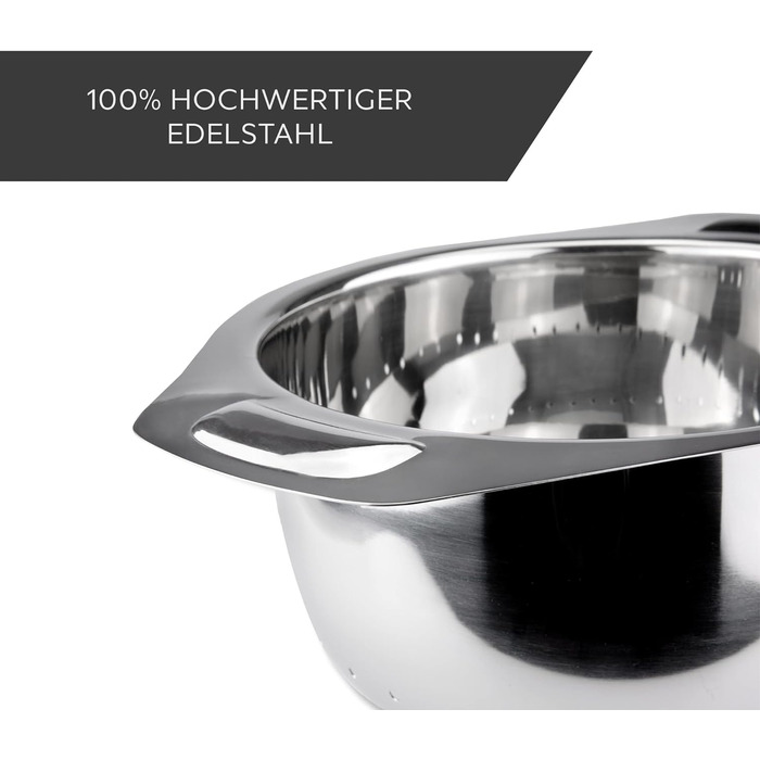 Кухонное сито HEYNNA из нержавеющей стали / капельное ситечко с ручками Ø 26 см, нержавеющая сталь подходит для посудомоечной машины / кухонное сито в качестве сита для макарон, сита для салатов, рисового сита / дуршлага нержавеющая сталь