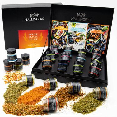 Класичний набір спецій Hallingers - 1 - Подарунковий набір спецій ручної роботи, 12 спецій з усього світу (Набір) - Літній подарунок та ідеальний подарунок для барбекю Подарунок для нової домівки &quotВітання та дружба&quot Класичні спеції., 12 спецій (73