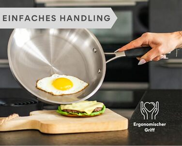 Сковорода вок з нержавіючої сталі 28 см, срібляста Pura DIVORY