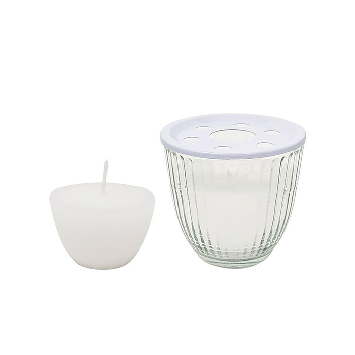 Свічка у свічнику Bougies La Française, біла, 7 х 7 см, 75 г