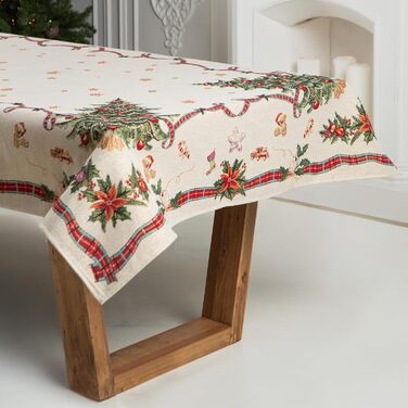 Дім різдвяної гобеленової різдвяної скатертини Скатертина на Різдво та Новий рік (Ялинка (Іскриста), 140x260 см)
