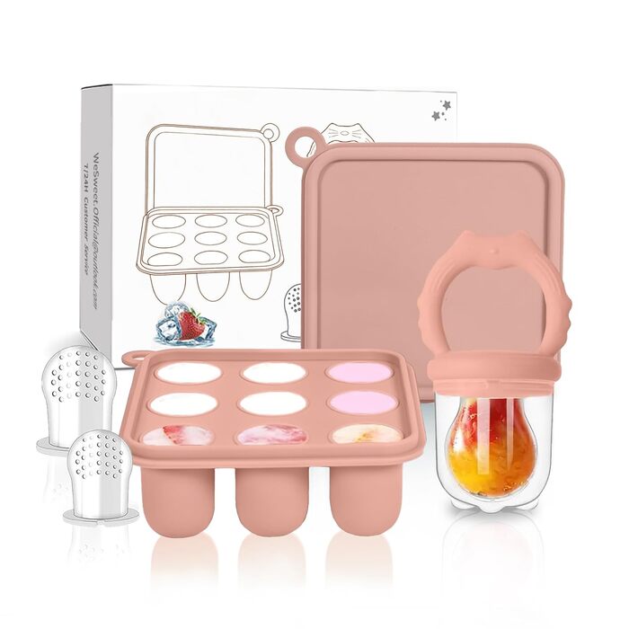 Дозатор дитячого харчування силіконовий на 9 порцій, рожевий ZUFIO