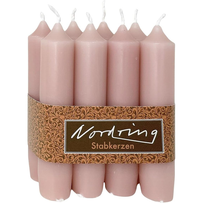 Набір з 8 конічних свічок 2,2 x 11 см, рожева мальва Nordring