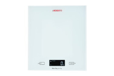 ARDESTO Ваги кухонні, 5кг, 2хААА в комплекті, скло, білий