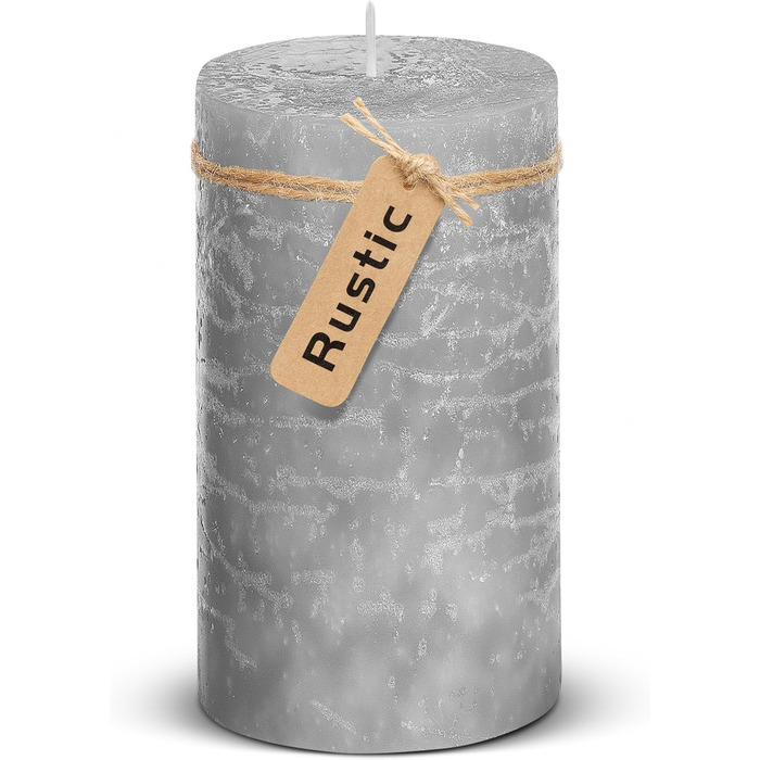 Набір із 4 свічок-стійок Brandsseller 7 x 10 см Однотонні та виготовлені з парафіну Сільські свічки з тривалим часом горіння Декоративні свічки для прикраси столу, Різдва та вечірок (7 x 18 см Набір із 4 шт. , сірі)
