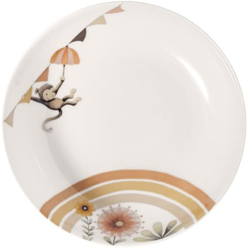 Дитяча тарілка Boho Kids 'Roar Like A Lion', порцелянова тарілка в стилі бохо, тарілка для дитячого посуду, діаметром 21,5 см, можна мити в посудомийній машині, можна використовувати в мікрохвильовій печі, різнокольорова (Assiette profonde pour enfants)