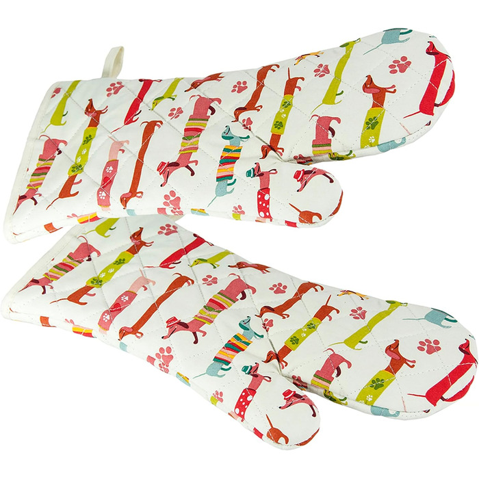 Набір з 2 рукавичок для духовки 35 х 17 см, різнокольоровий SPOTTED DOG GIFT COMPANY