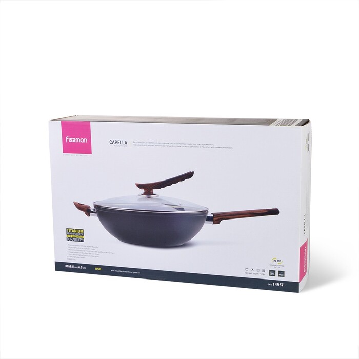 Сковорідка ВОК Fissman CAPELLA 30x8,5 см / 4,3 л з кришкою (14957)