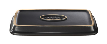 Блюдо для гриля з круглої гратами прямокутне, 34 x 23 x 3,5 см, чорне, Römertopf BBQ Römertopf