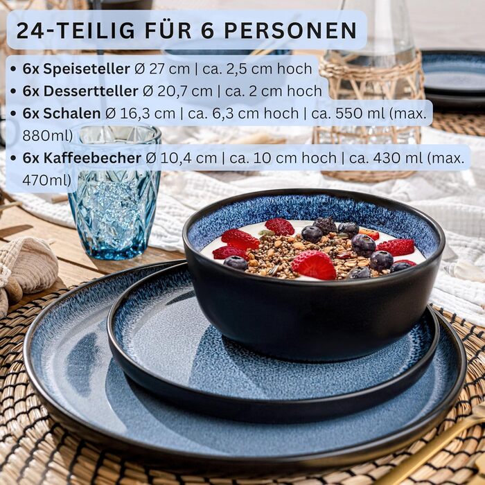 Кам&39яні миски для пасти, 6 предметів, набір мисок для пасти на 6 осіб, набір мисок, придатний для миття в посудомийній машині та мікрохвильовій печі, велика багатофункціональна миска темно-сірого кольору 750 мл VALUE COLLECTION (Aruba, комбінований набі