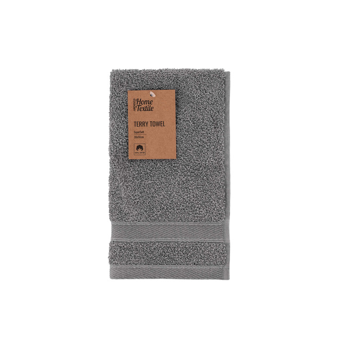 ARDESTO Полотенце махровое SuperSoft, серое, 30х50см, 100% хлопок