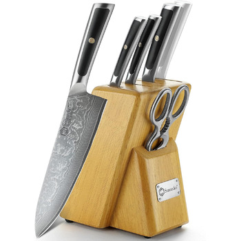 Дамаський ніж Sunnecko 20 см Кухонний ніж шеф-кухаря - гострий ніж з дамаської сталі, кухонний ніж з ергономічною ручкою