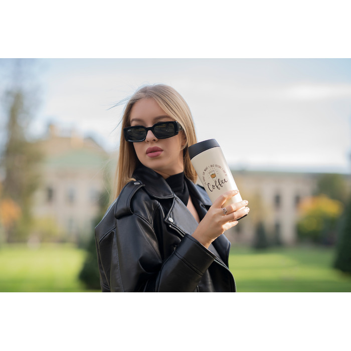 ARDESTO Термокухоль Coffee Time 450 мл, нержавіюча сталь, бежевий