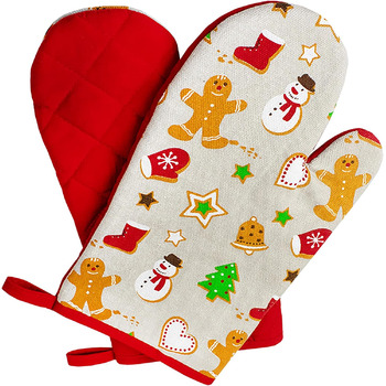 Набір з 2 кухонних рукавичок з різдвяним принтом 17 x 29 см, різнокольоровий Delindo Lifestyle