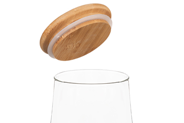 ARDESTO Midori Банка для хранения, 510 мл, стекло, бамбук, коническая, прозрачная