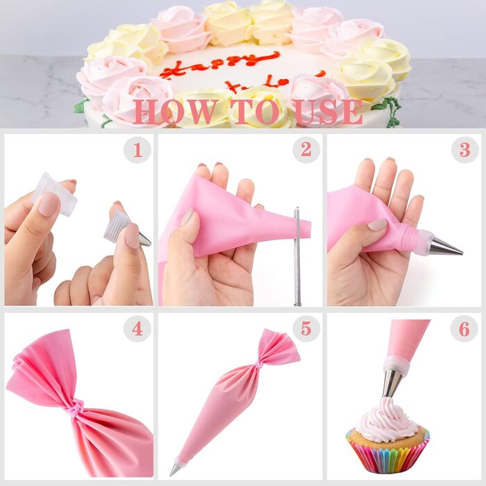 Набір аксесуарів для торта Nifogo 356 предметів, аксесуари для випічки, аксесуари для декорування тортів з обертовою підставкою, кондитерський мішок, кондитерські насадки, шпатель для початківців 356 предметів рожевий
