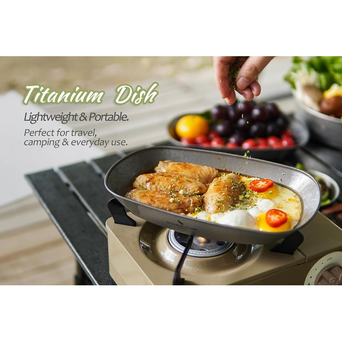 Титанова пластина iBasingo &Boundless Voyage, одношарова, легка, портативна, для пакування овочів, фруктів, риби, чіпсів у кемпінгу, Ti1114T (Ti1142T-s)