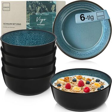Кам&39яні миски для пасти 6 предметів, набір мисок для пасти на 6 осіб, набір мисок, придатний для миття в посудомийній машині та мікрохвильовій печі, велика багатофункціональна миска темно-сірого кольору 750 мл КОЛЕКЦІЯ VALUE (Vigo, миски 6 предметів)