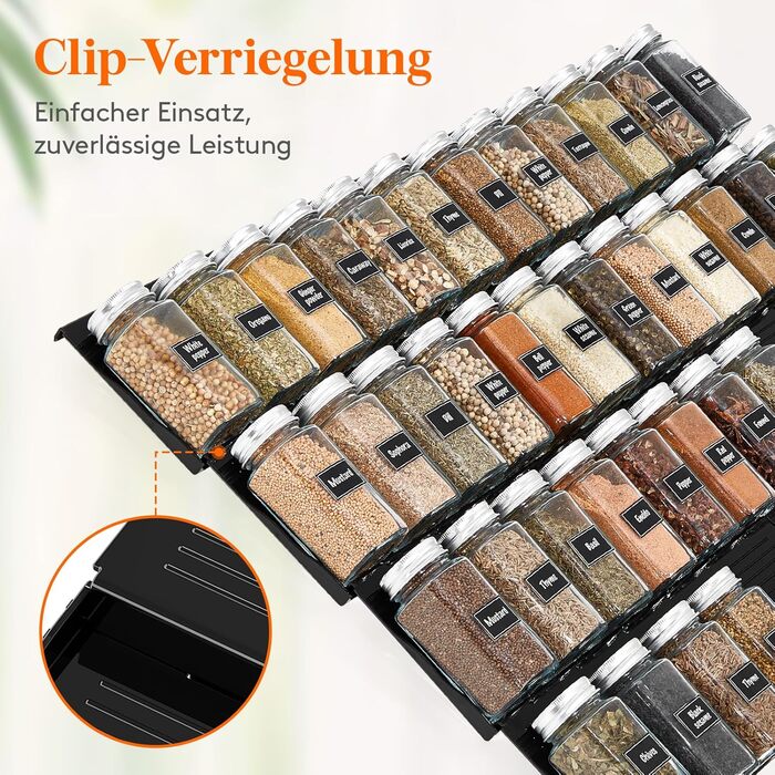 Органайзер для специй раздвижной пластиковый, 36,4 x 66 x 1,65 см, черный Lifewit