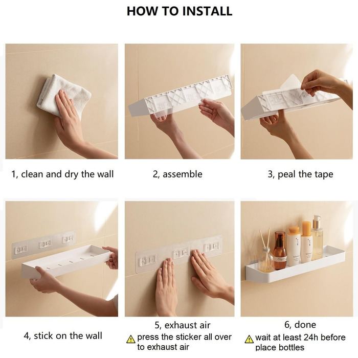 Полиця для ванної самоклеюча, набір 2 предмети, білий YUHIAKE