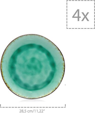 Комбі-сервіс Палм-Біч 47 предметів посуду сервіз для 4 осіб з фаянсу, вечеря, десерт, блюдце, кружка, чашки, блюдця, миски, сервірувальне блюдо, розширюваний, повсякденне життя Snger (обідня тарілка 4 шт.)