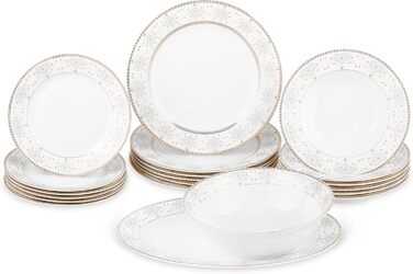 Столовий сервіз на 6 персон, 20 предметів, білий/сріблястий OSAKA MULTI CASA MEX