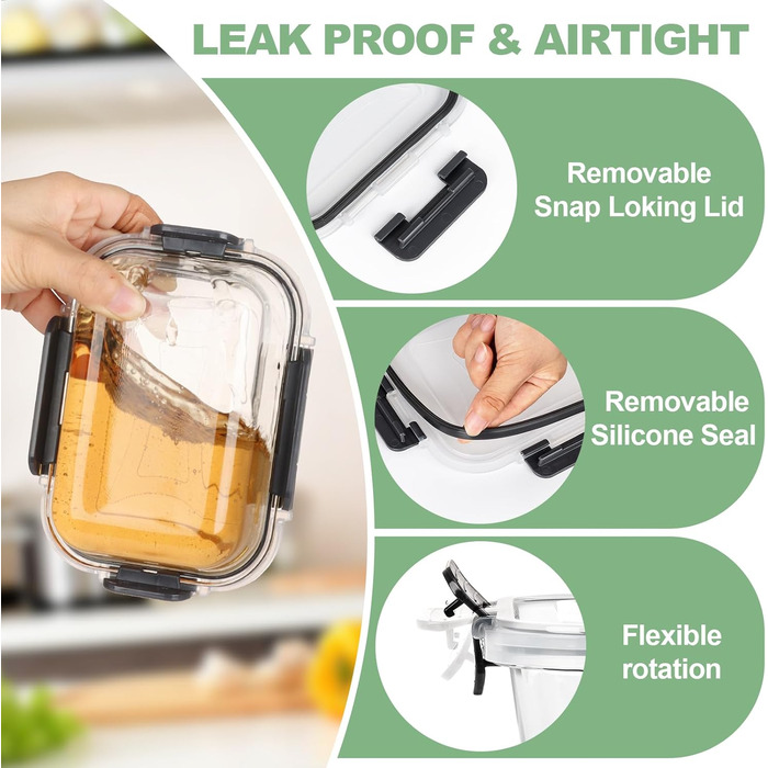 Набір з 12 скляних контейнерів для зберігання продуктів із кришками Skroam