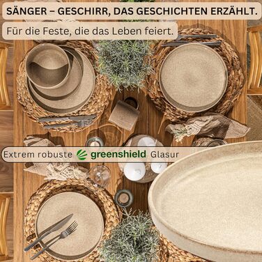 СНІДЕР Комбінований сервіз на 6 персон, набір тарілок кавовий кухоль макаронна миска 30 шт. , набір посуду з керамограніту посудомийна машина - мікрохвильова піч - стійкий до подряпин, набір посуду з керамограніту КОЛЕКЦІЯ ЦІННОСТЕЙ (Каїр Мокко, десертна 