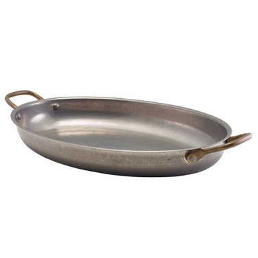 Сковорода для подачі 34*23 см, овальна, металева, Vintage Steel, GenWare