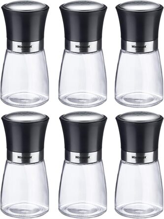 Дисплей Westmark, Вміст 6 дозаторів, Ємність 190 мл кожен, Скло/нержавіюча сталь/пластик, Прозорий/Чорний/Сріблястий, 63592611 (Шейкери для спецій, вишукані, 6 шт. , прозорі/чорні/сріблясті)